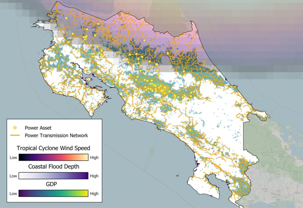 Mapping economic assets exposure to flooding and tropical cyclones.