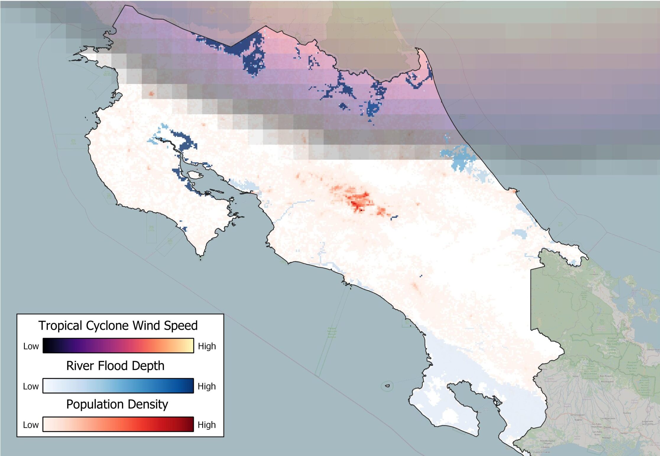 Mapping population exposure to flooding and tropical cyclones.