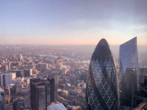 London skyline view from high up.